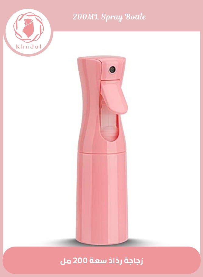 KHAJUL Continuous Spray Bottle, 200ml Hair Mister Spray Bottle, Fine Mist Water Spray Bottle for Salons,Barber, Plants, Skin Care, Cleaning (Pink)  - Image 1