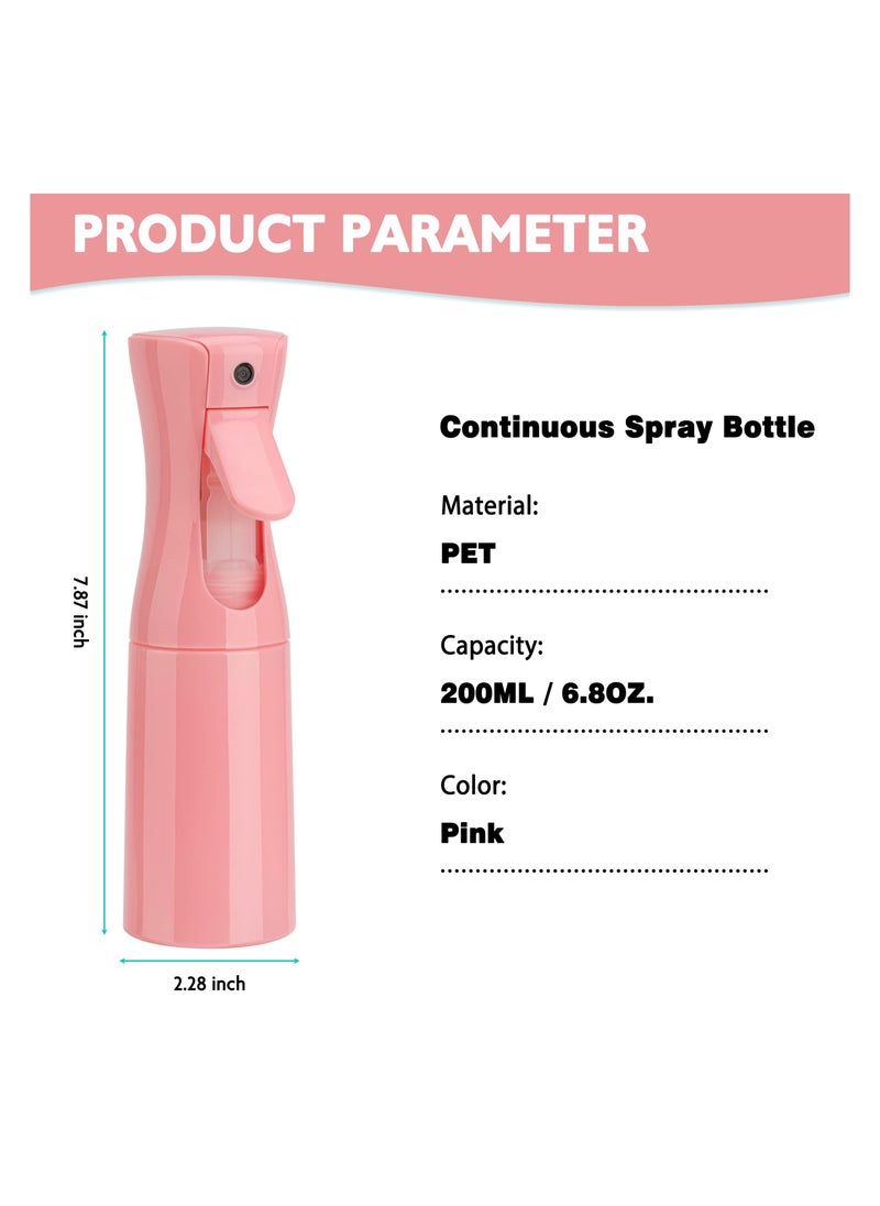 KHAJUL Continuous Spray Bottle, 200ml Hair Mister Spray Bottle, Fine Mist Water Spray Bottle for Salons,Barber, Plants, Skin Care, Cleaning (Pink)  - Image 2