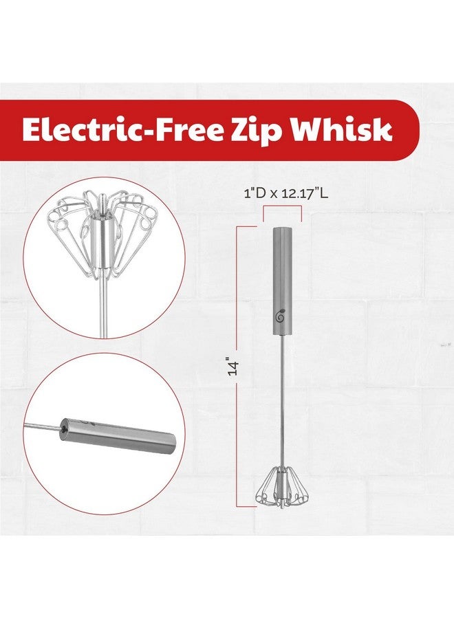 Cooks Innovations 14 Inch Stainless Steel Hand Whisk - Durable & Easy to Use Push-Down Zip Whisker - Rotary Hand Mixer for Beating Eggs, Frothing Milk, Blending, Mixing, Whipping Smoothies & Shakes - Kitchen Tools - Image 3