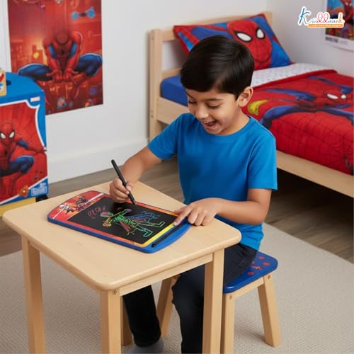 Kriiddaank 10.5 Inch Spiderman LCD Writing Tablet, Electronic Drawing Pad & Travel Slate for Kids, Rewritable Doodle Board, Learning & Educational Birthday Return Gift for Boys Aged 3-9 Years, Blue - Image 4
