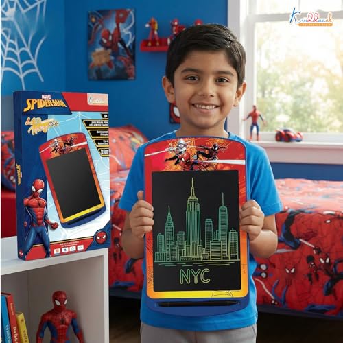 Kriiddaank 10.5 Inch Spiderman LCD Writing Tablet, Electronic Drawing Pad & Travel Slate for Kids, Rewritable Doodle Board, Learning & Educational Birthday Return Gift for Boys Aged 3-9 Years, Blue - Image 3