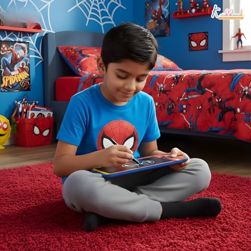 Kriiddaank 10.5 Inch Spiderman LCD Writing Tablet, Electronic Drawing Pad & Travel Slate for Kids, Rewritable Doodle Board, Learning & Educational Birthday Return Gift for Boys Aged 3-9 Years, Blue - Image 5