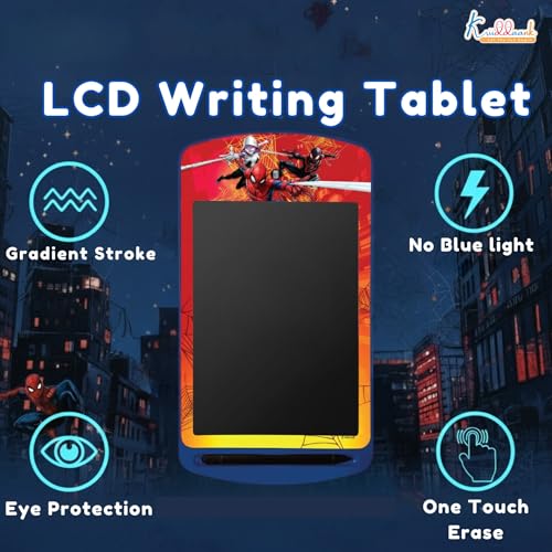 Kriiddaank 10.5 Inch Spiderman LCD Writing Tablet, Electronic Drawing Pad & Travel Slate for Kids, Rewritable Doodle Board, Learning & Educational Birthday Return Gift for Boys Aged 3-9 Years, Blue - Image 2