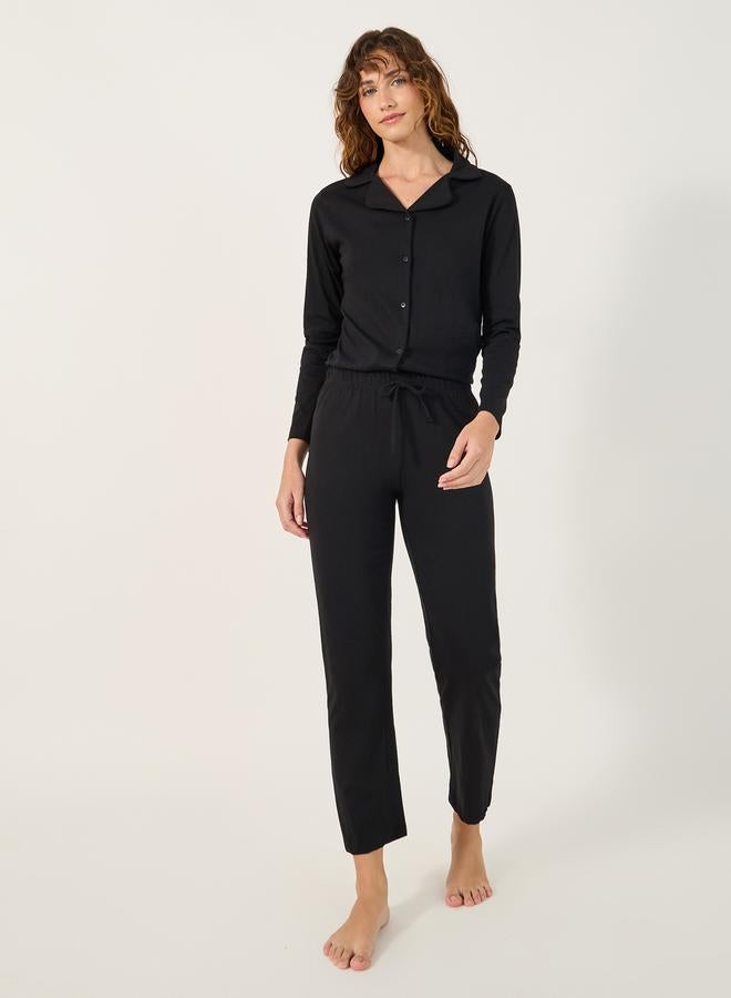 Styli COTTON JERSEY LONG SLEEVE BUTTON THRU SHIRT and PJ SET  - Image 2