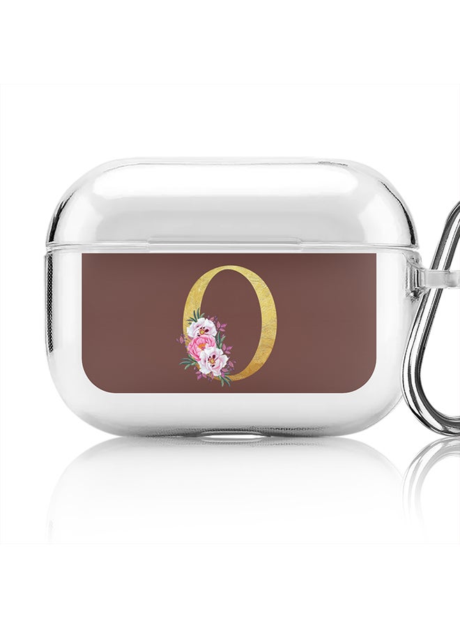 Stylizedd Classic Clear printed Case for Apple AirPods Pro 2nd Generation Thin Transparent Cover - Custom Monogram Initial Letter Floral Pattern Alphabet - O (Brown ) - Image 1