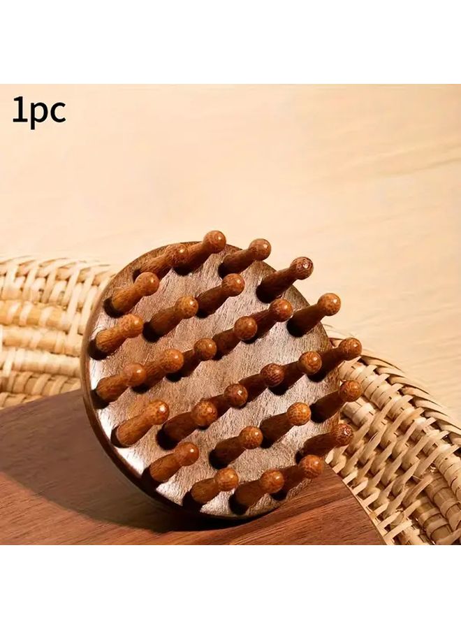 مشط تدليك خشب الصندل، أداة تنظيف مسارات الطاقة في فروة الرأس، للعناية بالشعر والصحة، مقاس واحد - Image 1