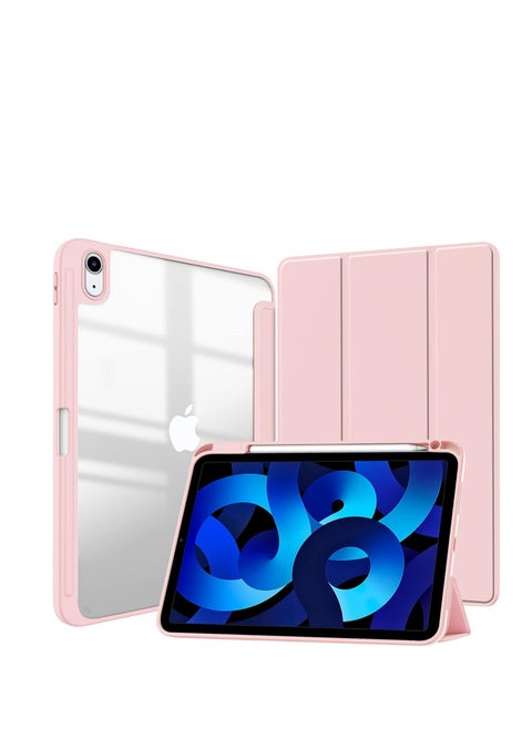 Case Compatible with iPad (A16) 11th Generation 2025/10.9 with Pencil Holder, Smart Trifold Cover with Soft TPU, Auto Wake/Sleep, Clear  Pink