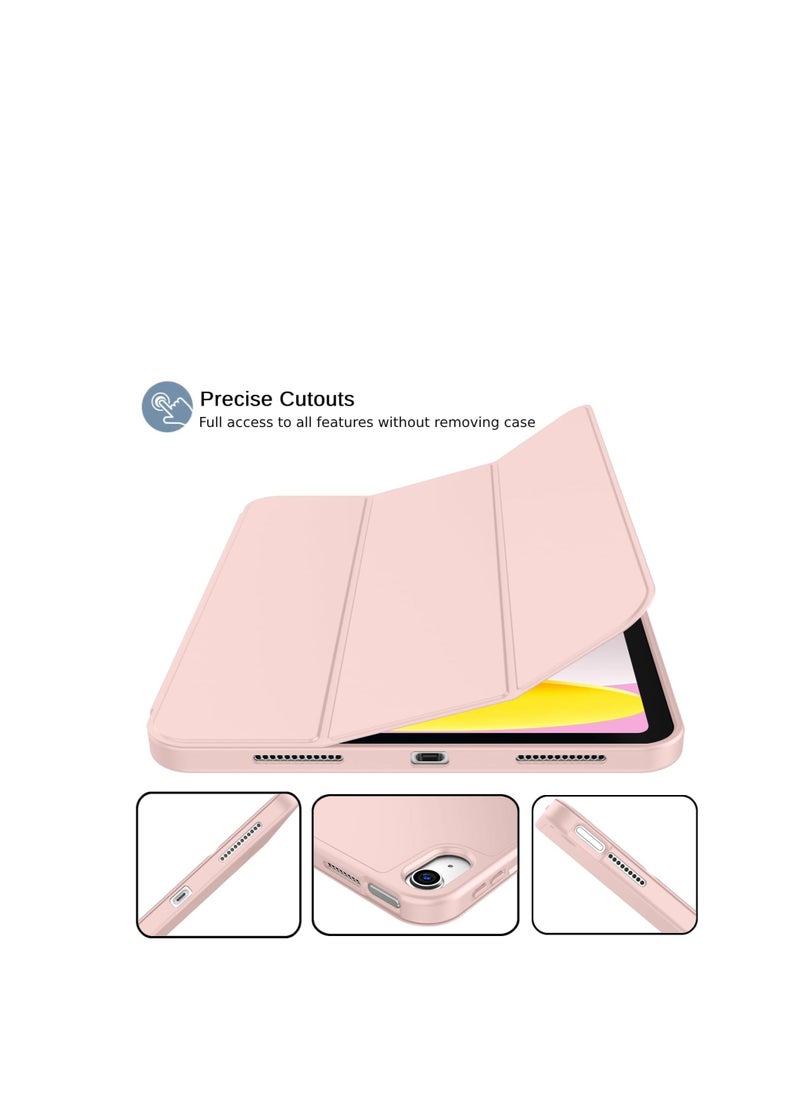 Case Compatible with iPad (A16) 11th Generation 2025/10.9 with Pencil Holder, Smart Trifold Cover with Soft TPU, Auto Wake/Sleep, Clear  Pink