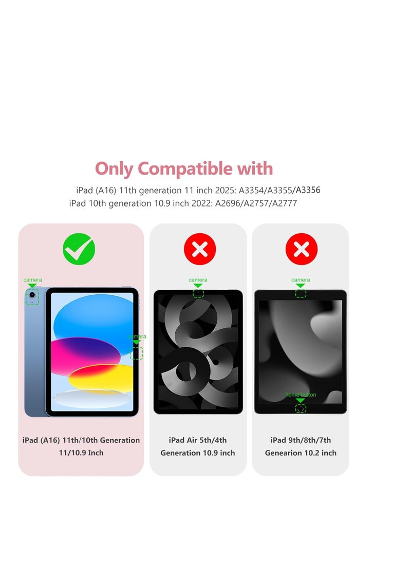 Case Compatible with iPad (A16) 11th Generation 2025/10.9 with Pencil Holder, Smart Trifold Cover with Soft TPU, Auto Wake/Sleep, Clear  Pink