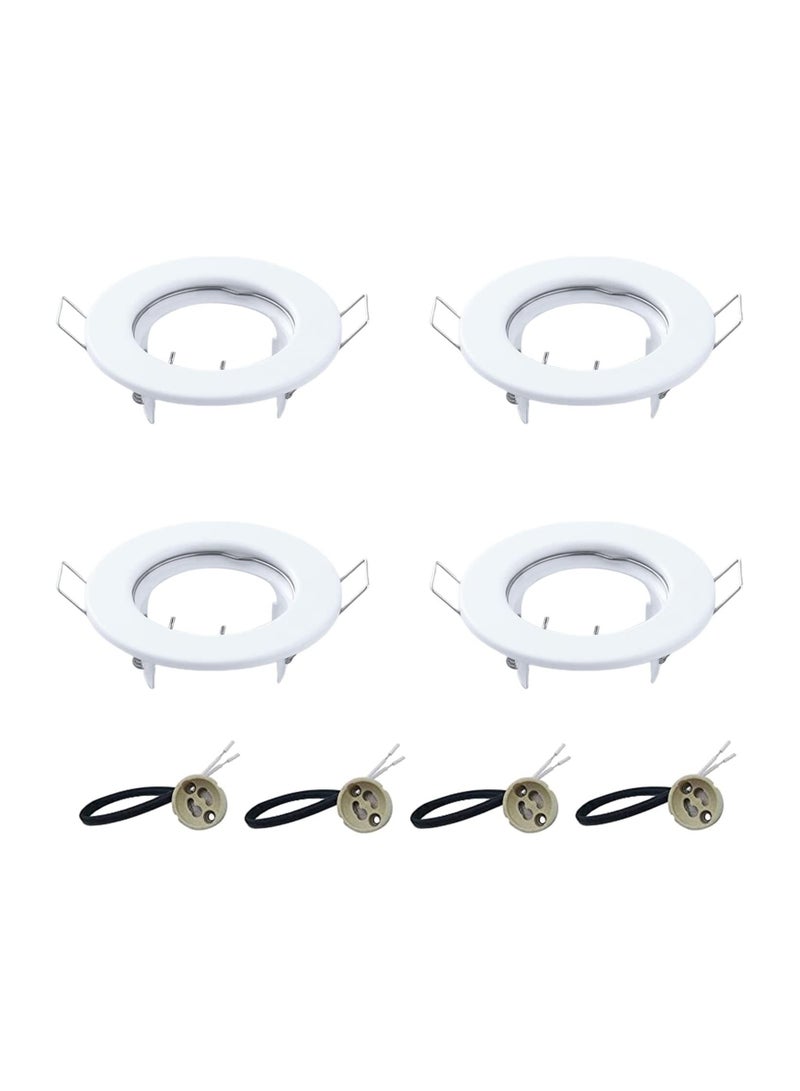 Excefore 4 Pack Round Recessed Spotlights Trim Ring Fitting White Recessed Lighting with GU10 Light Mounting Frame for Halogen Bulb50mm Bulb Ceiling Spotlight MR16 (4 pcs)  - Image 1