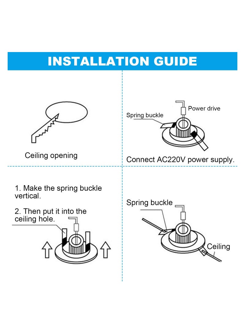 Excefore 4 Pack Round Recessed Spotlights Trim Ring Fitting White Recessed Lighting with GU10 Light Mounting Frame for Halogen Bulb50mm Bulb Ceiling Spotlight MR16 (4 pcs)  - Image 3