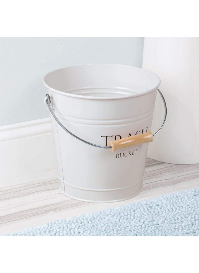 IDesign iDesign Metal Pail Trash Can for Bathroom, Bedroom, Home Office, Dorm, 10.75" x 10.75" x 10.5", White Finish with Vintage Black Lettering  - Image 2