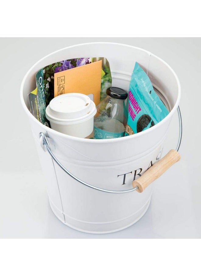 IDesign iDesign Metal Pail Trash Can for Bathroom, Bedroom, Home Office, Dorm, 10.75" x 10.75" x 10.5", White Finish with Vintage Black Lettering  - Image 3