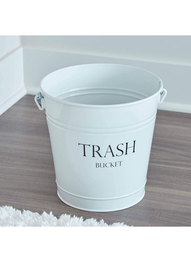 IDesign iDesign Metal Pail Trash Can for Bathroom, Bedroom, Home Office, Dorm, 10.75" x 10.75" x 10.5", White Finish with Vintage Black Lettering  - Image 4