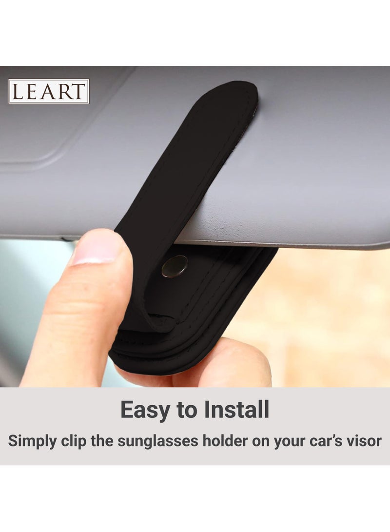 LeArt Sunglass Holder for Car – Car Sunglasses Holder | Car Accessories | Automobile Accessories | Sun Visor Car I Suitable for All Car Models (Black Triangle)  - Image 4