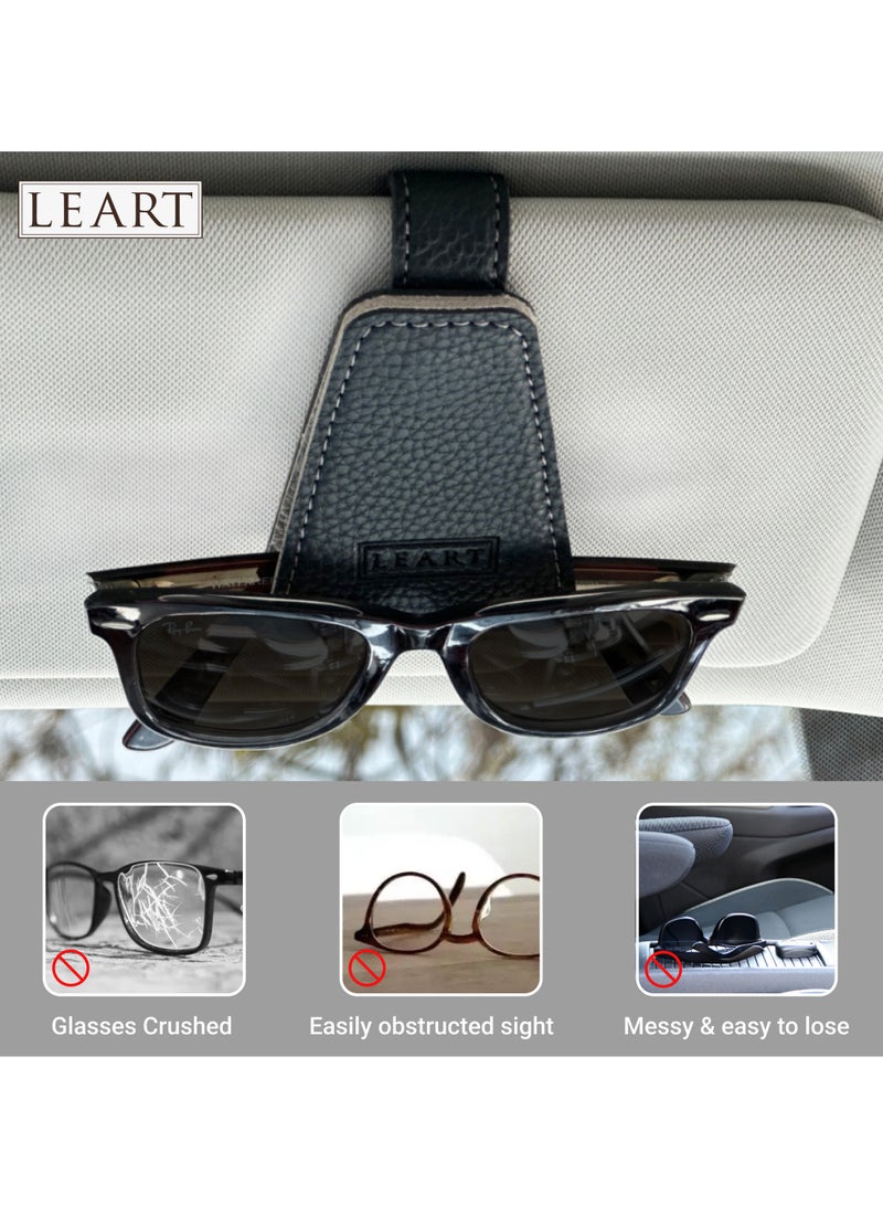LeArt Sunglass Holder for Car – Car Sunglasses Holder | Car Accessories | Automobile Accessories | Sun Visor Car I Suitable for All Car Models (Black Triangle)  - Image 3