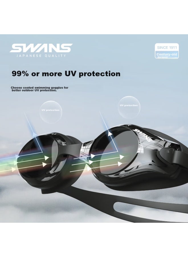 Swans Swimming Goggles, Imported From Japan, Waterproof, Anti-Fog, High-Definition, Clear Lens, Large Frame, For Adults, Professional Diving, Sw45-4, Purple - Image 3