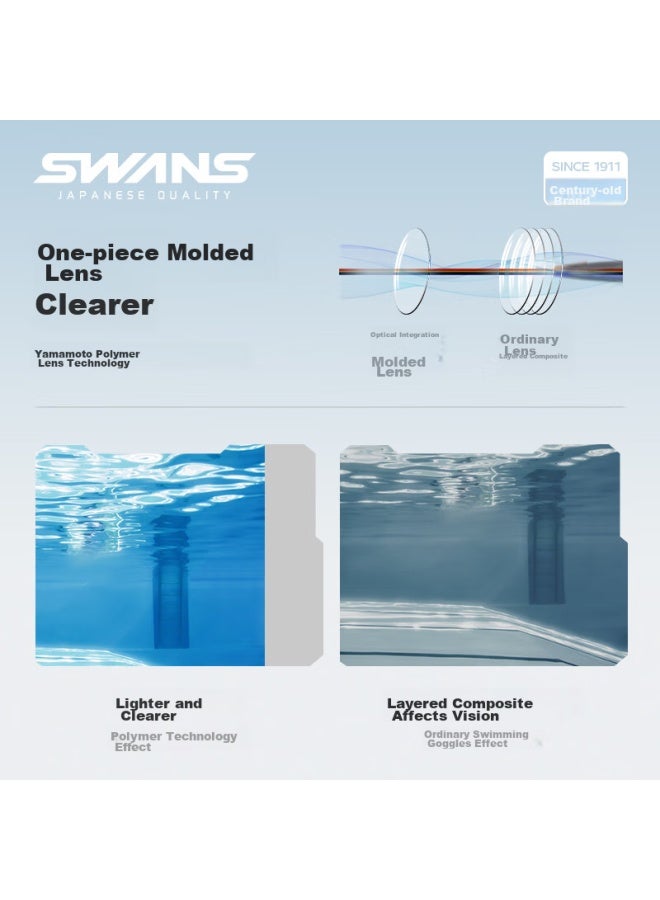 Swans Swimming Goggles, Imported From Japan, Waterproof, Anti-Fog, High-Definition, Clear Lens, Large Frame, For Adults, Professional Diving, Sw45-4, Purple - Image 4