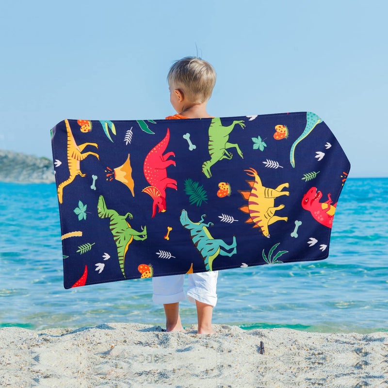LIVILAN Small Dinosaur Beach Towel for Kids, Soft Microfiber 24" X 48", Quick Dry, Sand Free, Perfect for Boys Bath, Pool, Travel, Durable Toddler Towel, Ideal Dinosaur Gift - Image 5