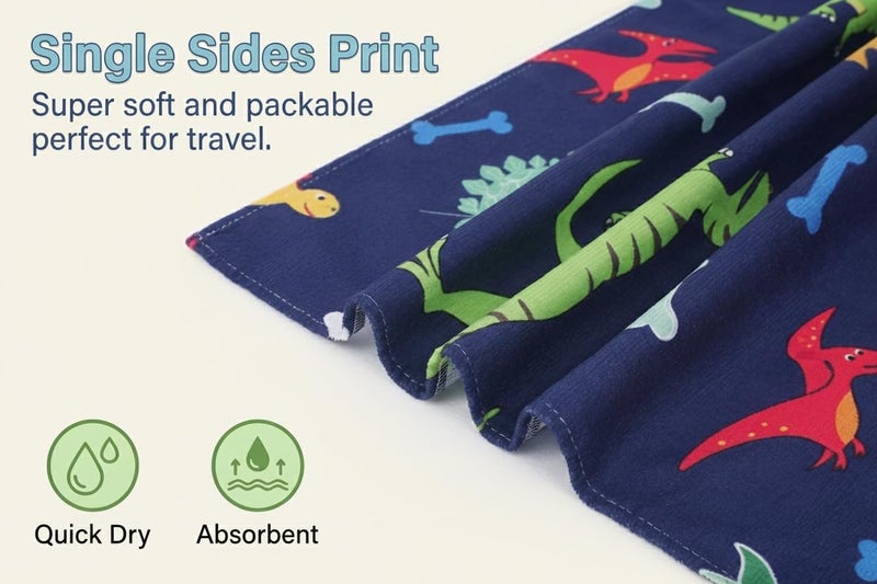 LIVILAN Small Dinosaur Beach Towel for Kids, Soft Microfiber 24" X 48", Quick Dry, Sand Free, Perfect for Boys Bath, Pool, Travel, Durable Toddler Towel, Ideal Dinosaur Gift - Image 2