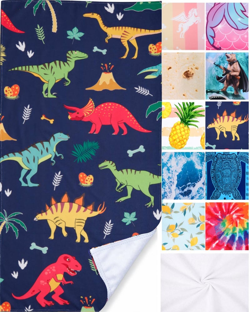 LIVILAN Small Dinosaur Beach Towel for Kids, Soft Microfiber 24" X 48", Quick Dry, Sand Free, Perfect for Boys Bath, Pool, Travel, Durable Toddler Towel, Ideal Dinosaur Gift - Image 1