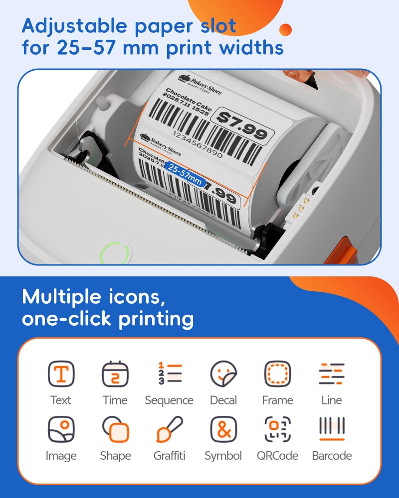 InkWon B21 Label Maker Machine with Tape, 2-Inch Wide Waterproof Tape, Bluetooth Portable Label Maker for Small Business, Office, Home, School Organization - Image 4