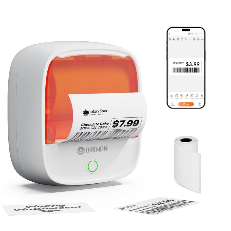 InkWon B21 Label Maker Machine with Tape, 2-Inch Wide Waterproof Tape, Bluetooth Portable Label Maker for Small Business, Office, Home, School Organization - Image 1