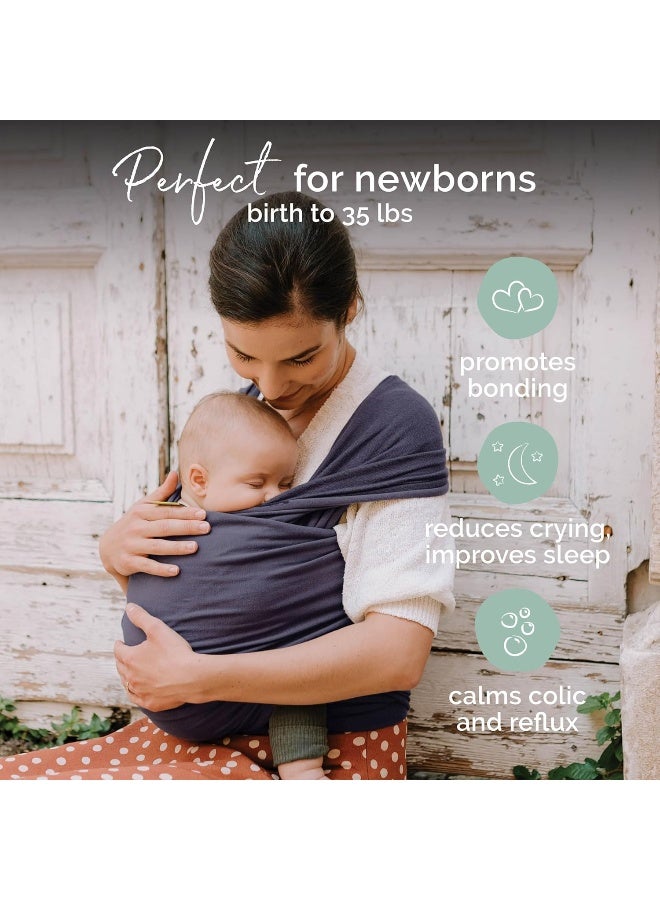 Boba Baby Wrap Carrier - Original Baby Sling Carrier for Newborns (7-35 lbs), Soft, Secure, Hands-Free & Ergonomic, Ideal for Comfortable Bonding, New Parents (Organic Dark Grey) - Image 2