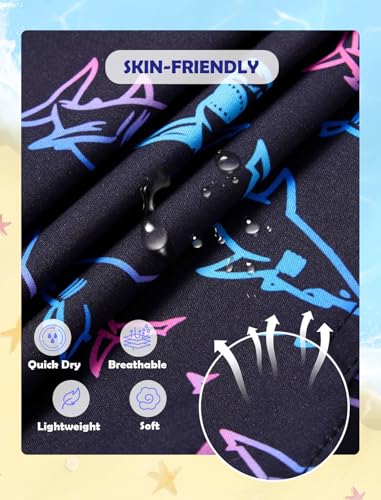 Cuddomper Teen Boys Swim Trunks Compression Liner Size 10-12 Swimming Shorts Gradient Shark Quick Dry Bathing Suit Swimwear with Stretch Boxer Brief Swimsuit Beach Boardshorts - Image 5