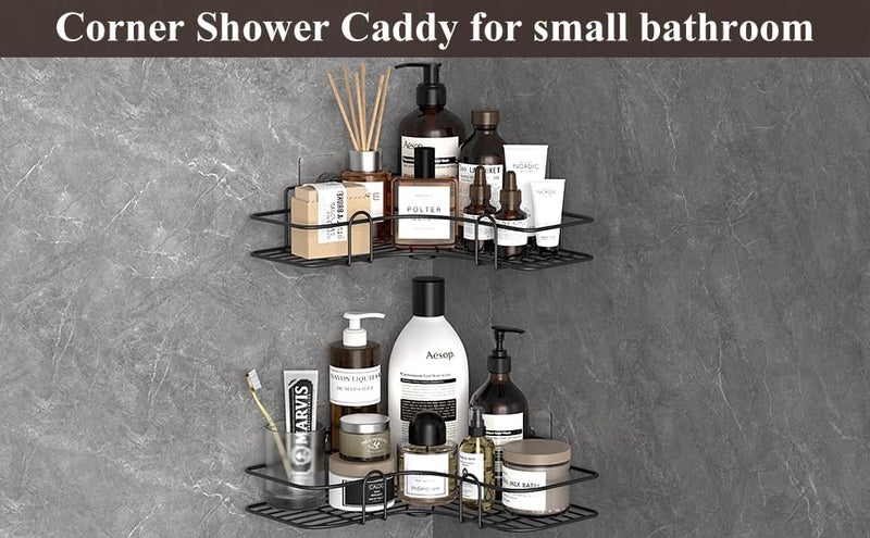 Boniry Metal Bathroom Organiser Without Drill Bathroom Corner Shelf Adhesive Stand for Corner Rack for Bathroom, Shampoo Holder for Bathroom Accessories-Multipurpose Bathroom (2 Pcs Corner) - Image 4