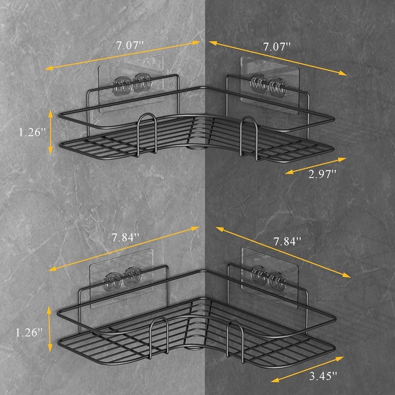 Boniry Metal Bathroom Organiser Without Drill Bathroom Corner Shelf Adhesive Stand for Corner Rack for Bathroom, Shampoo Holder for Bathroom Accessories-Multipurpose Bathroom (2 Pcs Corner) - Image 2
