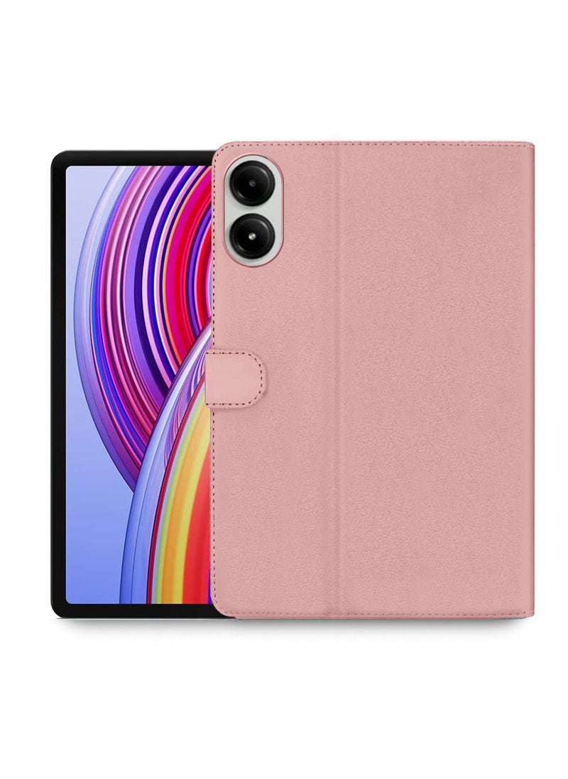 اوميكر - Xiaomi Redmi Pad Pro 5G 2024 غطاء حماية قلاب من جلد البولي يوريثان مقاس 12.1 بوصة - ذهبي وردي - Image 1
