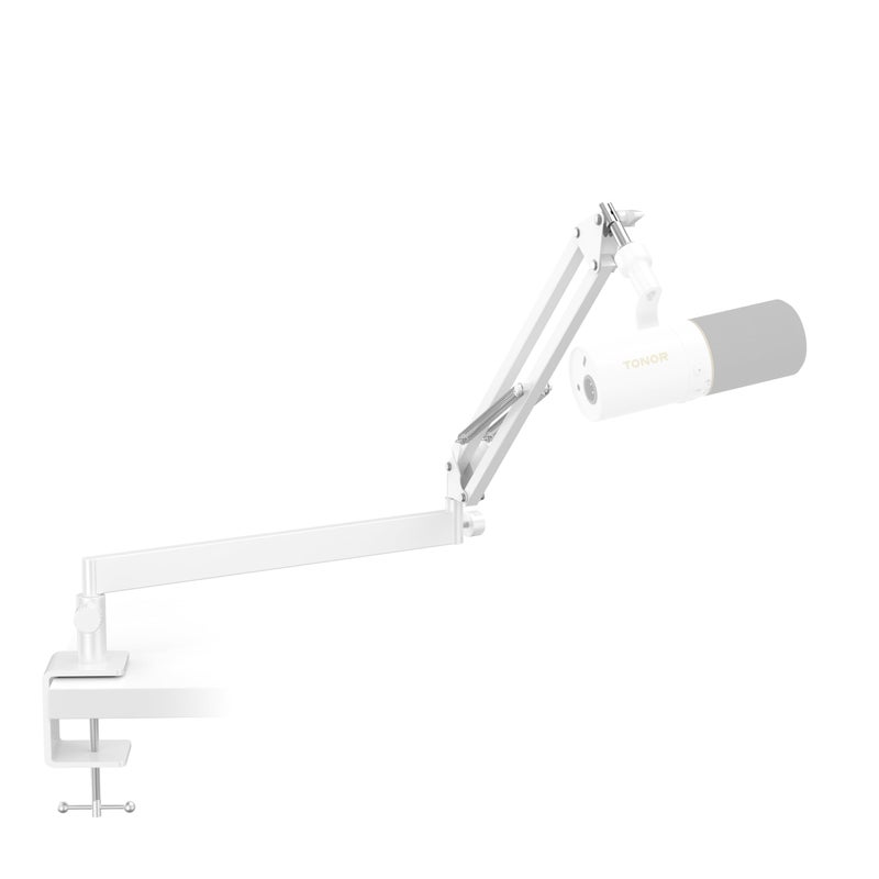 Tonor Mic Arm Desk Mount Low Profile Boom Arm for Microphone Adjustable Mic Stand with Desk Mount Clamp 38 and 58 Screwadapter for Most Micr 38 cm 35 cm1514 White T20LP - Image 2