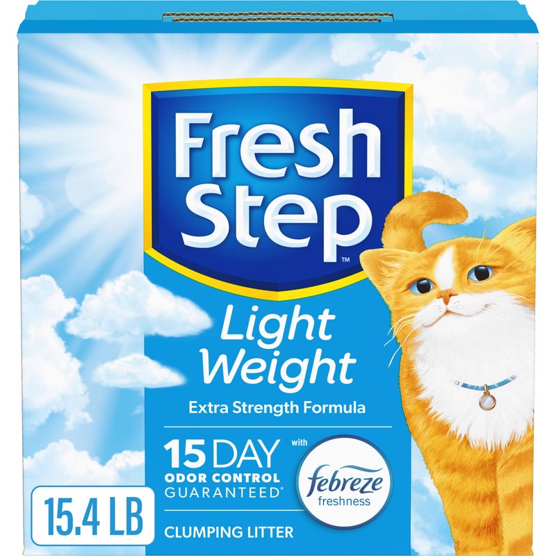 Fresh Step Light Weight Clumping Litter, Extra Strength Formula With Febreze Freshness, 15.4 lb. Box (Package May Vary) - Image 1