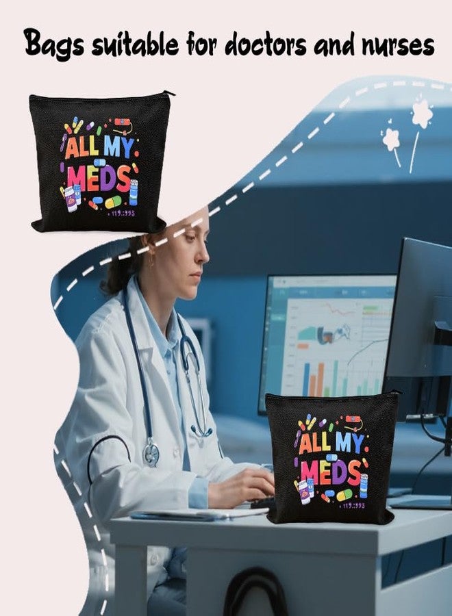 YangQian Zippered Pouch for Medical Supplies Daily Medicine Bag for Nurse Bag Essential Items Funny Medicine Pouch Pharmacist Pharmacy Toiletry Bags Canvas Practitioner Cosmetic Bags Patient Doctor Gift Ideas - Image 4