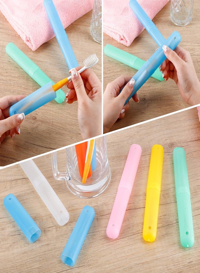 PLMMOUT 24 PCS Large Travel Toothbrush Holders, Portable Plastic Toothbrush Case, Travel Toothbrushes Storage Cases for Home, Business and Travel, 6 Assorted Colors, 0.79×1.02×7.64 Inch - Image 3