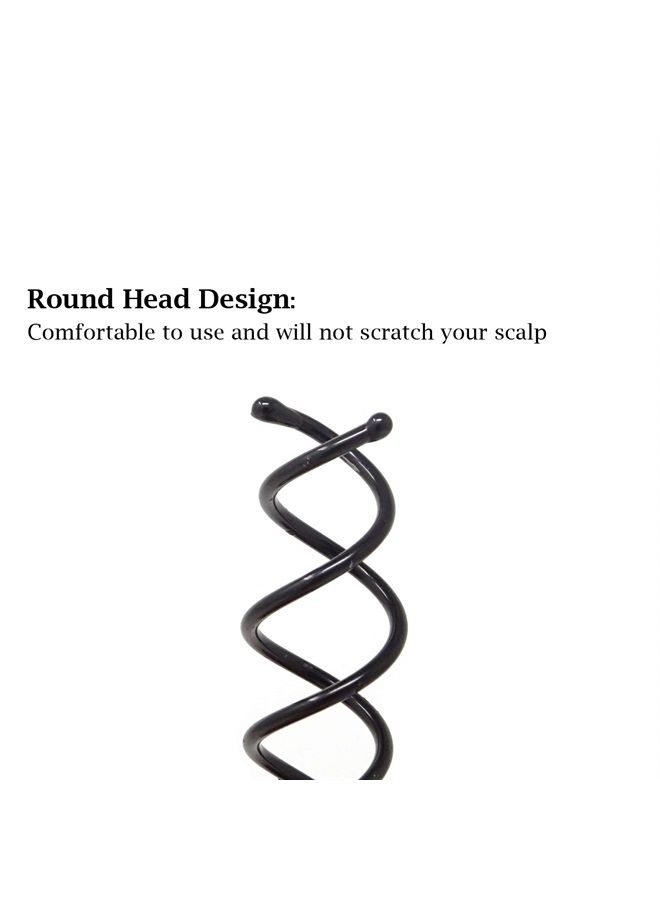 Honbay 10PCS Black Round Head Spiral Bobby Hair Pins Twist Screw Hair Pins Spin Pins Bun Stick Pick 14mm Dia Pearl - Image 3