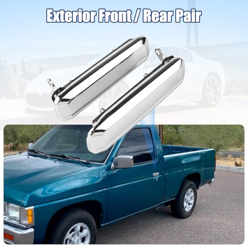 NPAUTO Exterior Outside Door Handle Metal Chrome Front Rear Left Right Driver Passenger Side Replacement for Nissan D21 Pathfinder Pickup 1986-1994 - Image 2