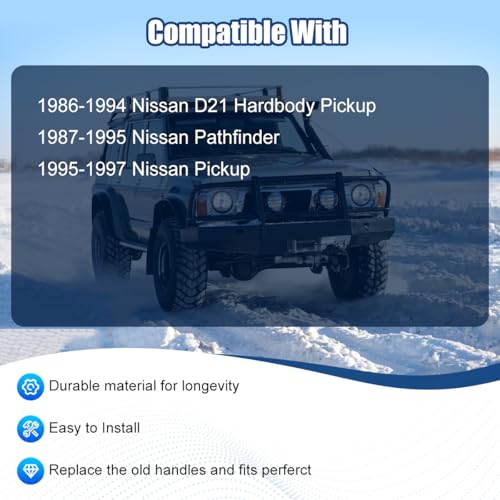 NPAUTO Exterior Outside Door Handle Metal Chrome Front Rear Left Right Driver Passenger Side Replacement for Nissan D21 Pathfinder Pickup 1986-1994 - Image 3
