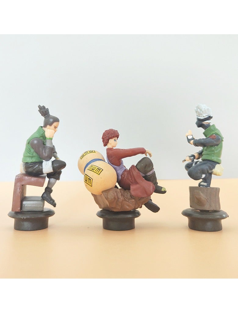 Naruto anime figure, model toy 6 chess Hokage Kakashi Naruto Sasuke Sakura (7-9cm)
