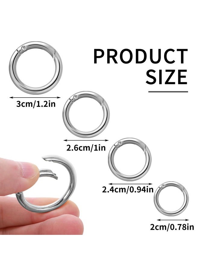 Yolev 16PCS Trigger Metal Spring O Rings Round Carabiner Clip Snap Trigger Spring Keyrings Buckle for Bag Purse Handbag Strap Craft Jewelry Making (Silver)  - Image 2