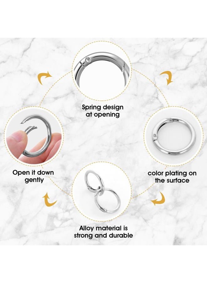 Yolev 16PCS Trigger Metal Spring O Rings Round Carabiner Clip Snap Trigger Spring Keyrings Buckle for Bag Purse Handbag Strap Craft Jewelry Making (Silver)  - Image 3