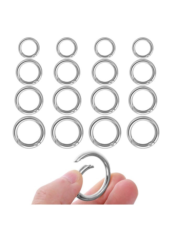 Yolev 16PCS Trigger Metal Spring O Rings Round Carabiner Clip Snap Trigger Spring Keyrings Buckle for Bag Purse Handbag Strap Craft Jewelry Making (Silver)  - Image 1