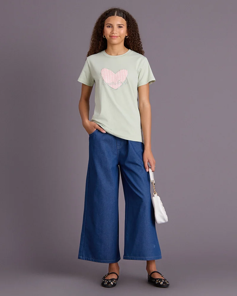 ردتاغ Girls Navy Wide Leg Pants