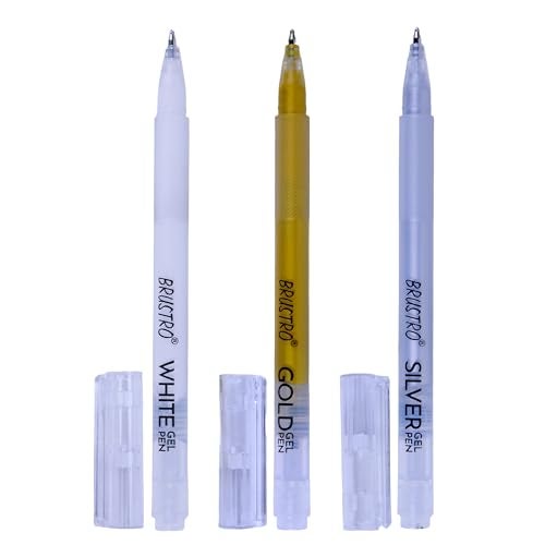 BRUSTRO Assorted Gel Pen (White, Gold and Silver)|1mm Metal Tip - Set of 3,Opaque and Viscous Ink|Ideal For Drawing,Writing,Highlighting,Doodling,Scrapbooking,Mandala Art,Illustration - Image 3