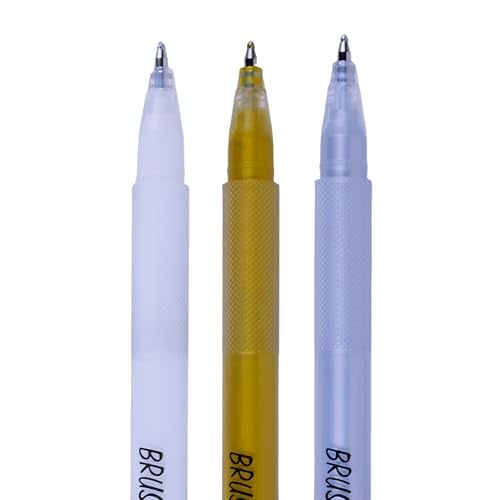 BRUSTRO Assorted Gel Pen (White, Gold and Silver)|1mm Metal Tip - Set of 3,Opaque and Viscous Ink|Ideal For Drawing,Writing,Highlighting,Doodling,Scrapbooking,Mandala Art,Illustration - Image 4