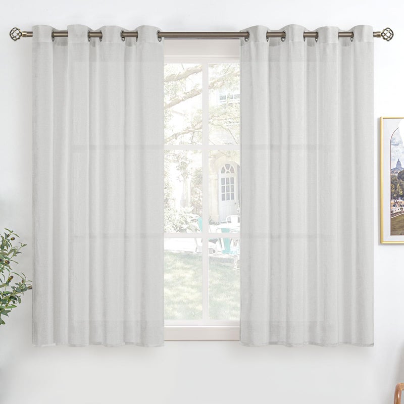 BGment Bress Bress Look Streains شبه شفاف لغرفة نوم Grommet ضوء تصفية الستائر خصوصية محكم غير رسمية لغرفة المعيشة 2 لوحات (كل 52 × 54 بوصة رمادية فاتحة) - Image 1