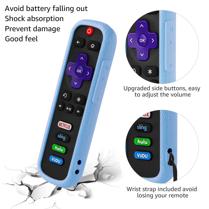 SOTATOO 2Pack Case for Roku Remote, Universal Protective Controller Sleeve for Roku TV Remote with Lanyards Glow Blue Purple - Image 5