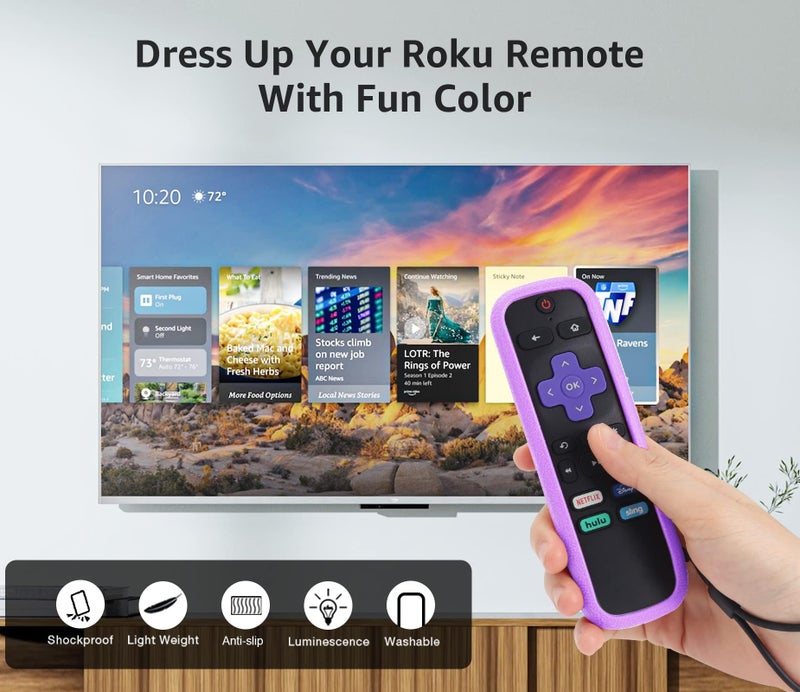 SOTATOO 2Pack Case for Roku Remote, Universal Protective Controller Sleeve for Roku TV Remote with Lanyards Glow Blue Purple - Image 2