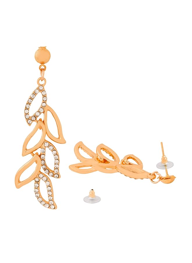 تشيميز أصفر أحدث صيحات الموضة من الأقراط المتدلية المصنوعة من الكريستال المطلي بالذهب للنساء والفتيات - Image 3